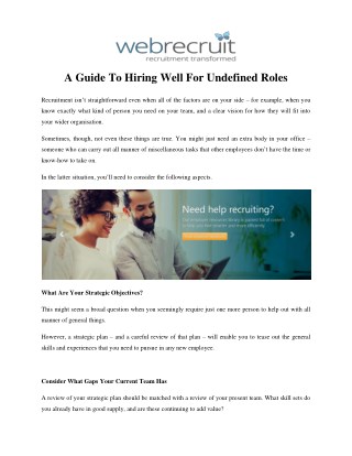 A Guide To Hiring Well For Undefined Roles