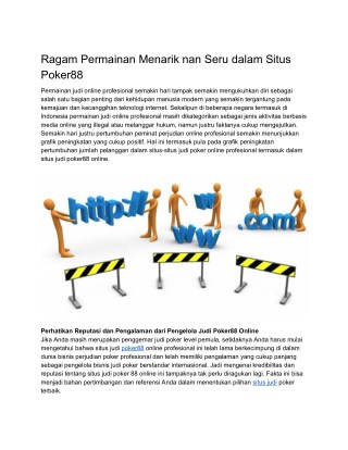 Ragam Permainan Menarik nan Seru dalam Situs Poker88