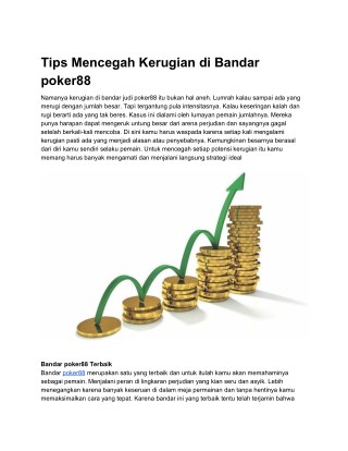 Tips Mencegah Kerugian di Bandar poker88