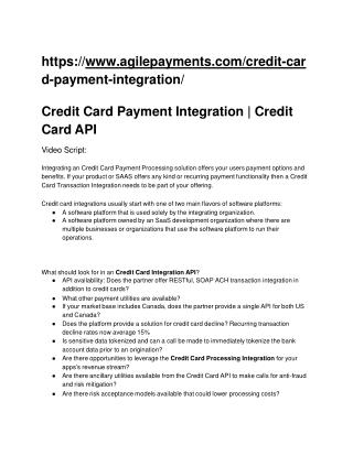 Credit Card Payment Integration