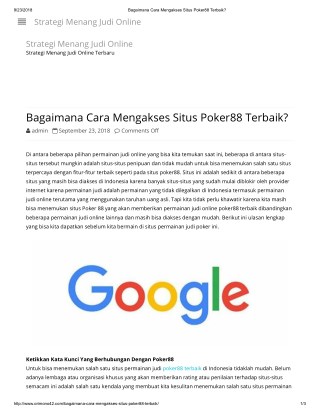 Bagaimana Cara Mengakses Situs Poker88 Terbaik?