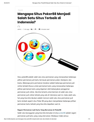 Mengapa Situs Poker88 Menjadi Salah Satu Situs Terbaik di Indonesia?