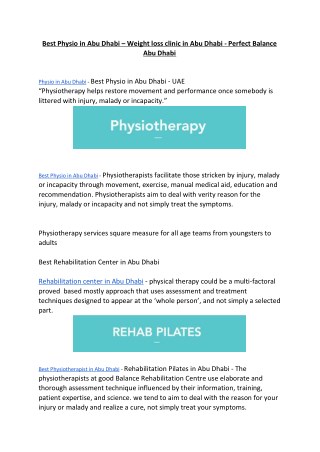 Best physio in Abu Dhabi - Weight loss clinic in Abu Dhabi