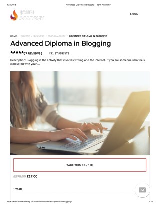 Advanced Diploma in Blogging - John Academy