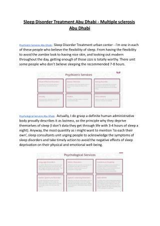 Sleep Disorder Treatment Abu Dhabi - Multiple sclerosis abu dhabi