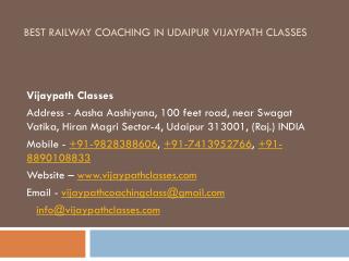 Best Railway Coaching in Udaipur Vijaypath Classes
