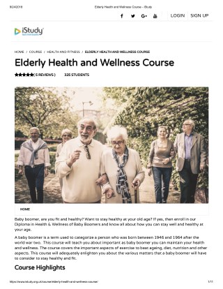 Elderly Health and Wellness Course - istudy