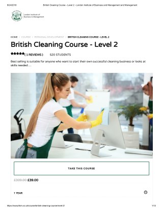 British Cleaning Course Level 2 - LIBM