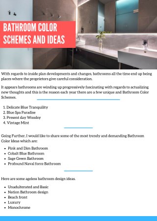 Bathroom Color Schemes and Ideas