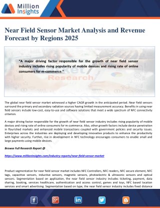 Near Field Sensor Market Analysis and Revenue Forecast by Regions 2025