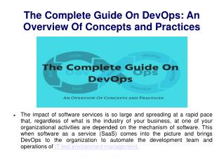The Complete Guide On DevOps: An Overview Of Concepts and Practices