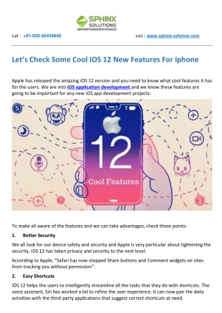 Let’s Check Some Cool IOS 12 New Features For Iphone