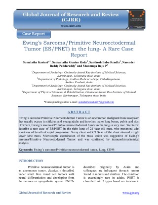 Ewing’s Sarcoma/Primitive Neuroectodermal Tumor (ES/PNET) in the lung- A Rare Case Report