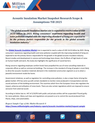 Acoustic Insulation Market Snapshot Research Scope & Assumptions Till 2025