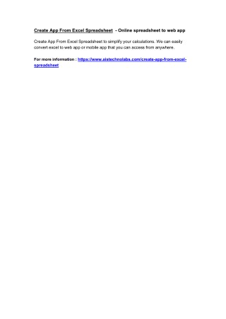 Create App From Excel Spreadsheet - Online spreadsheet to web app