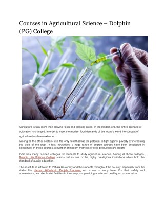 Courses in Agricultural Science