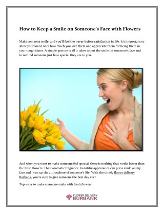 How to Keep a Smile on Someone’s Face with Flowers - Burbank Flower Delivery