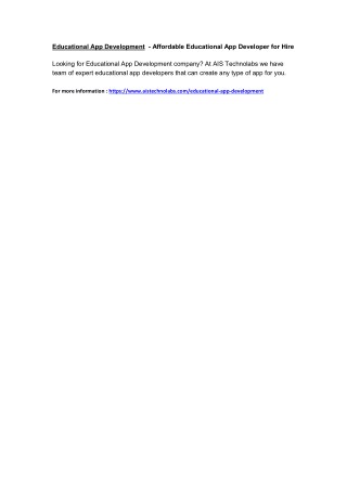 Educational App Development - Affordable Educational App Developer for Hire