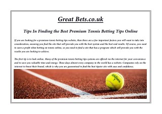 Tips In Finding the Best Premium Tennis Betting Tips Online
