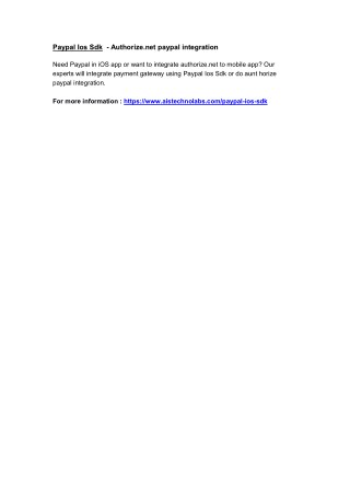 Paypal Ios Sdk - Authorize.net paypal integration
