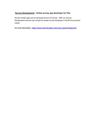 Survey Development - Online survey app developer for Hire