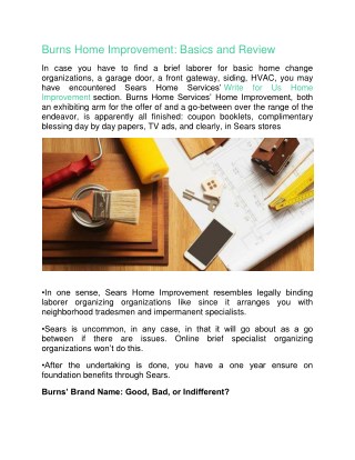 Burns Home Improvement: Basics and Review