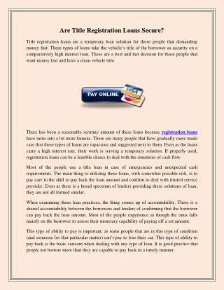 Are Title Registration Loans Secure