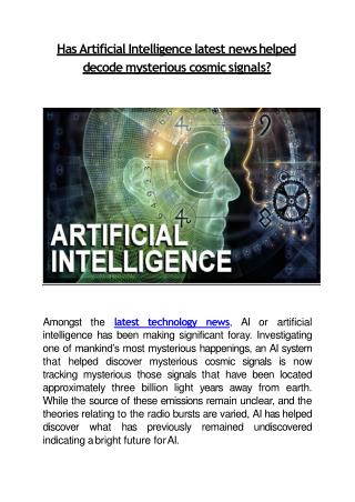 Discover The Best Artificial Intelligence Latest News Online