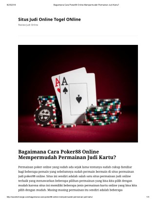 Bagaimana Cara Poker88 Online Mempermudah Permainan Judi Kartu?