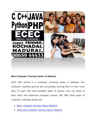 Best Computer Training Center in Madurai-ECEC SKILL SCHOOL