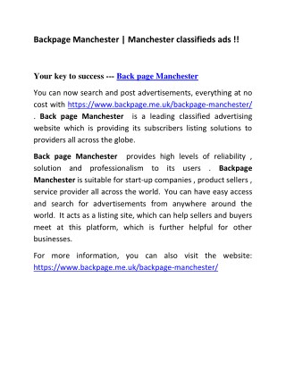 Backpage Manchester | Manchester classifieds ads !!