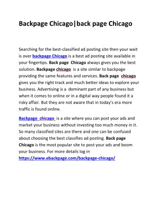 Backpage Chicago|back page Chicago