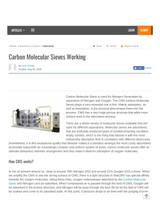 Carbon Molecular Sieves Working