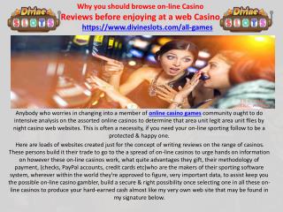 Why you should browse on-line Casino Reviews before enjoying at a web Casino