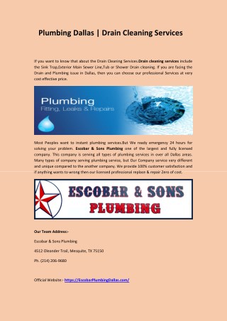 Plumbing Dallas & Drain Cleaning Services