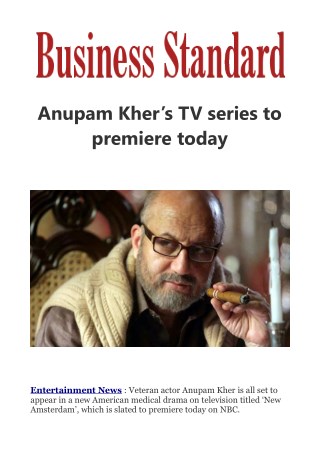 Anupam Kher's TV series to premiere today