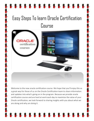 Easy Steps To learn Oracle Certification Course