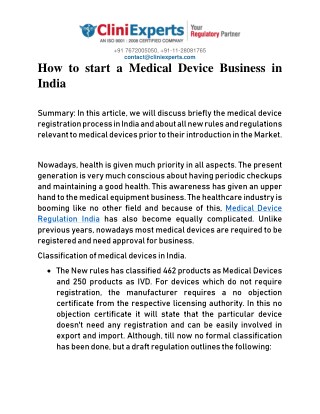 How to start a Medical Device Business in India