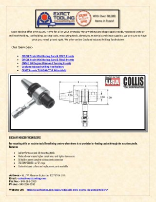 Coolant Induced Milling Toolholders