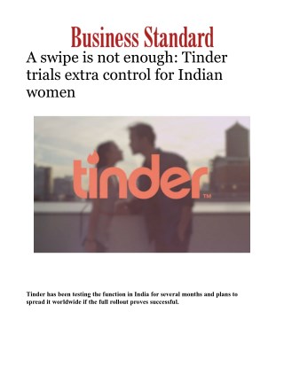 A swipe is not enough: Tinder trials extra control for Indian women 