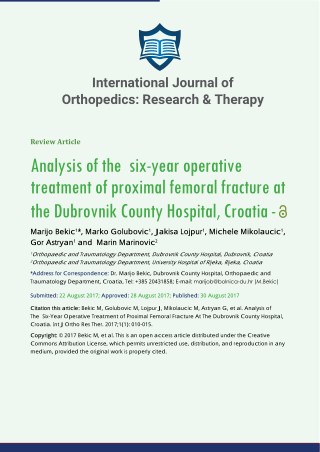 International Journal of Orthopedics: Research & Therapy