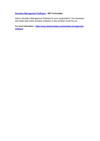 Donation Management Software - AIS Technolabs