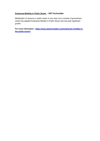 Enterprise Mobility In Public Sector - AIS Technolabs