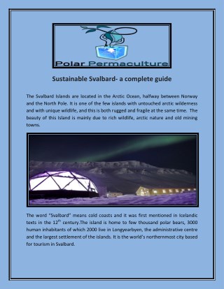 Sustainable Svalbard- a complete guide