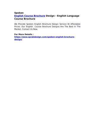 Spoken English Course Brochure Design - English Language Course Brochure