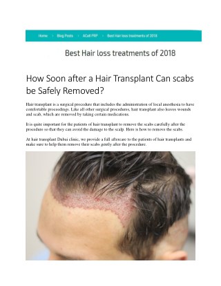 How Soon after a Hair Transplant Can scabs be Safely Removed?