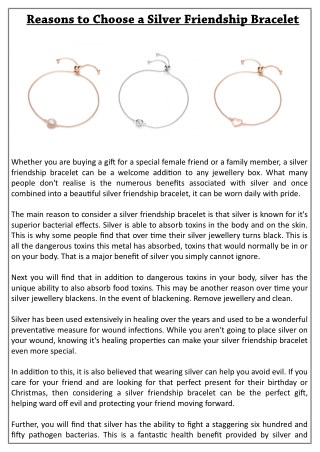 Reasons to Choose a Silver Friendship Bracelet