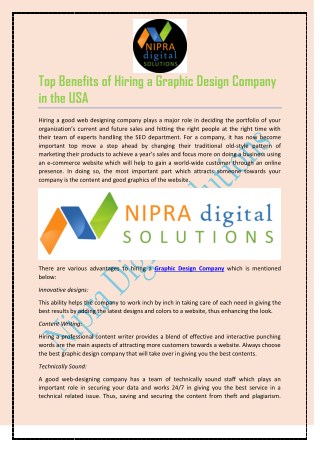 Top Benefits of Hiring a Graphic Design Company in the USA