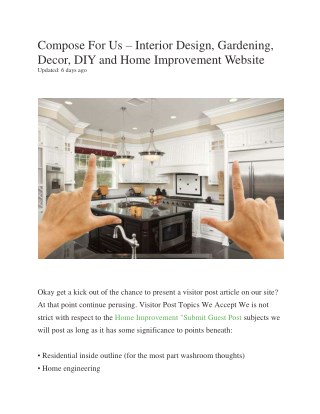 Compose For Us – Interior Design, Gardening, Decor, DIY