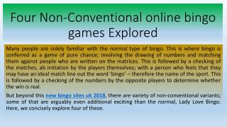 Four Non-Conventional online bingo games Explored